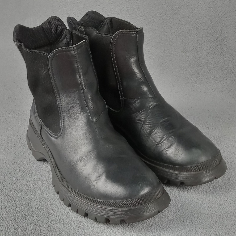 Prada Brixxen Chelsea Boots Men's Size EU 40 US 7 Black Leather Chunky Sole 6530